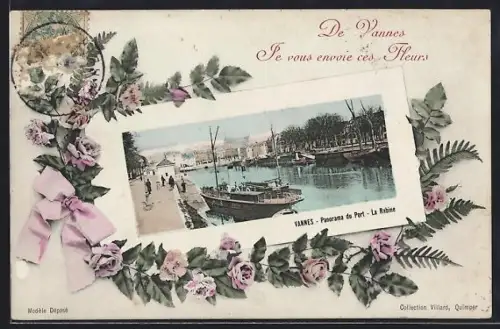 AK Vannes, Panorama du Port, La Rabine