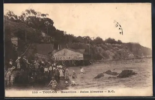 AK Toulon /Mourillon, Bains Alméras et scène balnéaire animée
