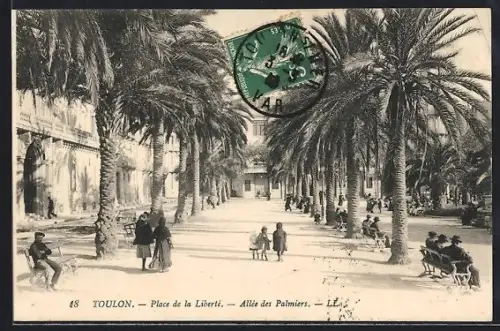AK Toulon, Place de la Liberté, Allée des Palmiers