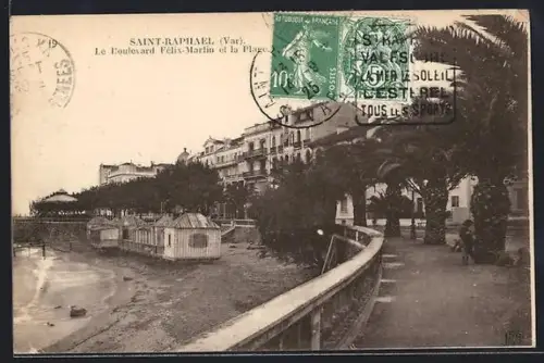 AK Saint-Raphaël /Var, Le Boulevard Félix-Martin et la Plage