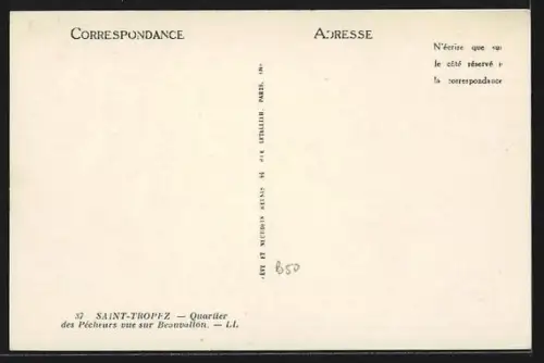 AK Saint-Tropez, Quartier des Pêcheurs vue sur Beauvallon