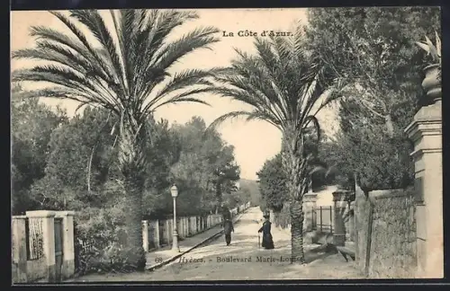 AK Hyères /Côte d`Azur, Boulevard Marie-Louise avec palmiers sur la Côte d`Azur