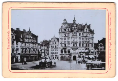 Fotografie Zedler & Vogel, Darmstadt, Ansicht Braunschweig, Strassenbahn am Kohlmarkt mit Cafe Central