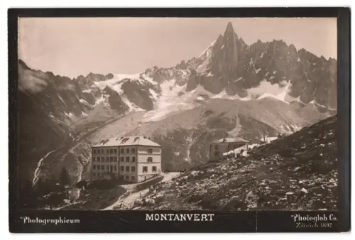 Fotografie Photoglob Co., Zürich, Ansicht Chamonix-Mont-Blanc, Montanvert mit Hotel du Montanvert