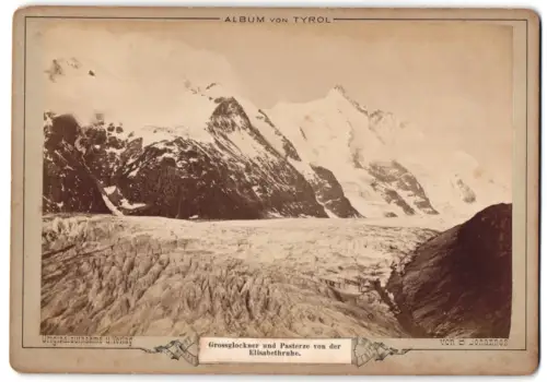 Fotografie B. Johannes, Partenkirchen, Ansicht Grossglockner, PAsterze von der Elisabethruhe, Gletscher