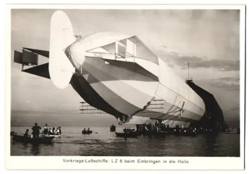 Fotografie Zeppelin LZ 6 beim Einbringen in die Halle