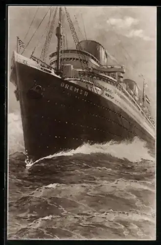 AK Turbinen-Schnelldampfer Bremen in voller Fahrt, Passagierschiff