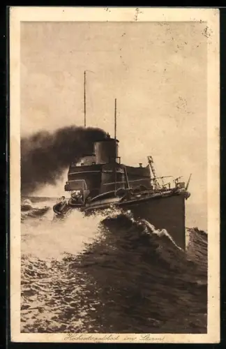 AK Hochseetorpedoboot auf Fahrt im Sturm, Kriegsschiff