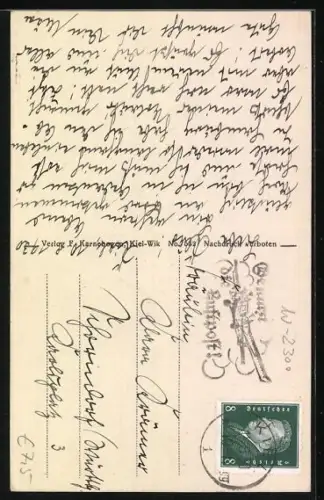 AK Soeben glücklich in Kiel angekommen!, Matrosenhumor