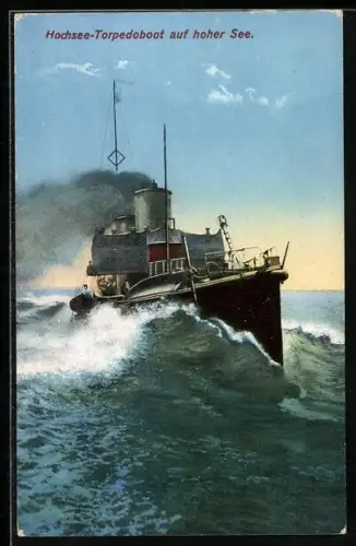 AK Hochsee-Torpedoschiff auf hoher See, Kriegsschiff