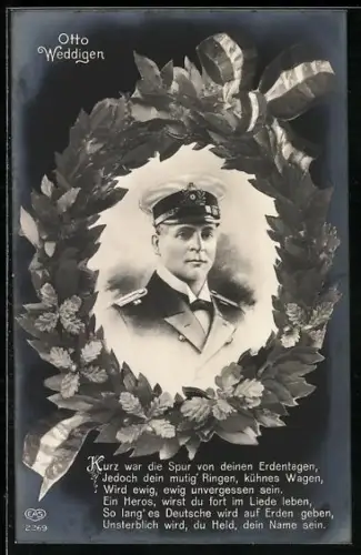 AK Kapitänleutnant Otto Weddigen, Kommandant des U-Boot U-29, Spruch zu seinem Tod