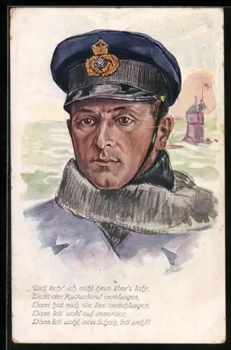 AK Kapitänleutnant Otto Weddigen vor seiner letzten Ausfahrt, Und kehr` ich nicht heim über`s Jahr...