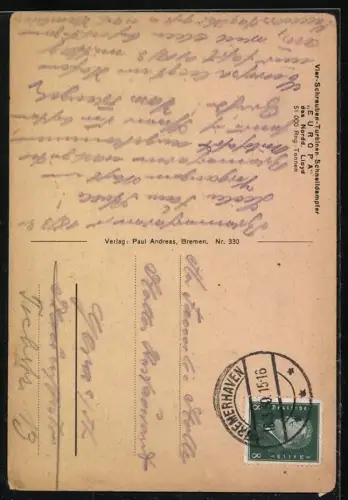 AK Passagierschiff Bremen, Vier-Schrauben-Turbinen-Schnelldampfer des Norddeutschen Lloyd