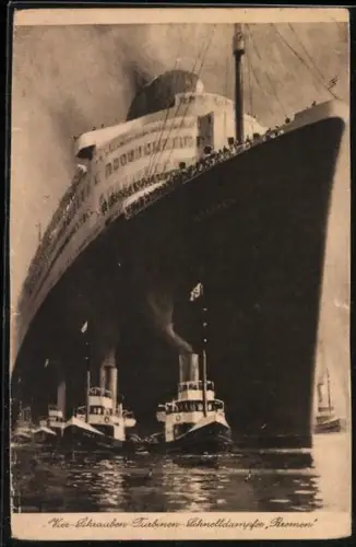 AK Passagierschiff Bremen, Vier-Schrauben-Turbinen-Schnelldampfer des Norddeutschen Lloyd