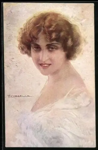 Künstler-AK T.Corbella: Rothaariges Mädchen mit verführerischem Blick