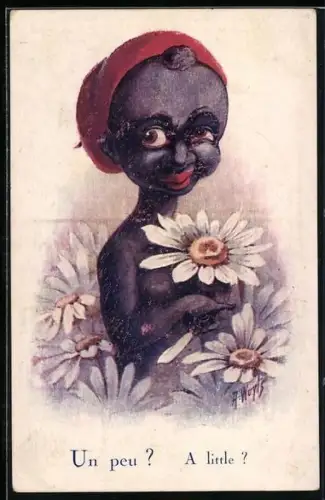 AK Un peu? afrikanisches Kind mit Blumen