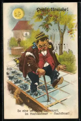 Künstler-AK Arthur Thiele: Landstreicher beim Demolieren