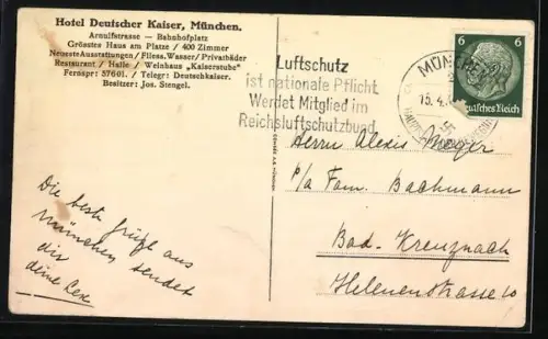 Künstler-AK Siegmund von Suchodolski: München, Strassenpartie mit Hotel Deutscher Kaiser