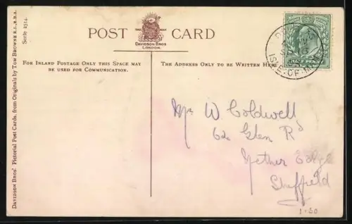 Künstler-AK Tom Browne: Pre-Historic Motor-Car, Söhne der Familie beschiessen sich mit Pfeilen