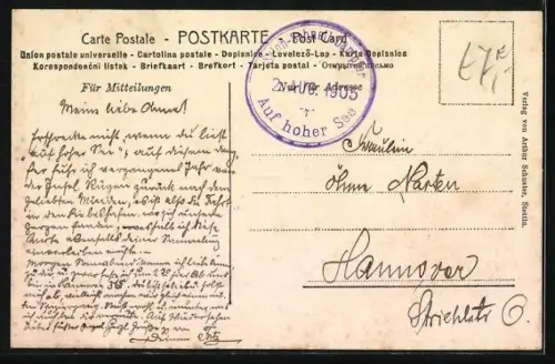 Künstler-AK Willy Stoewer: Salonschnelldampfer Hertha in Fahrt