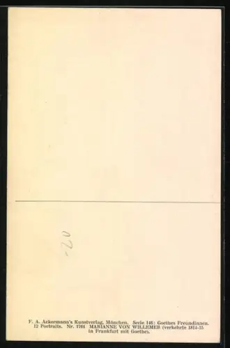 Künstler-AK Marianne von Willemer, Goethes Freundin