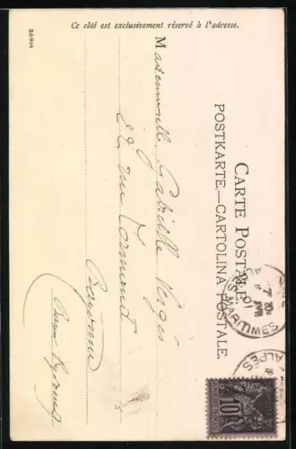 Künstler-AK Manuel Wielandt: Nice-Cimez, Schäfer mit Herde unter Ruinen