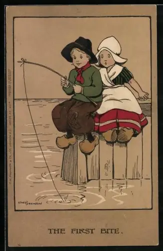 Künstler-AK Ethel Parkinson: Holländisches Pärchen beim Angeln