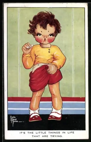 Künstler-AK sign. Freda Nabel Rose: It`s the little things in life..., kaputter Knopf