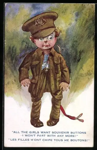 Künstler-AK Kleiner Soldat ohne Knöpfe