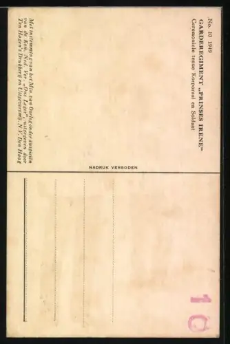 Künstler-AK Zwei Soldaten des niederländischen Garderegiments Prinses Irene