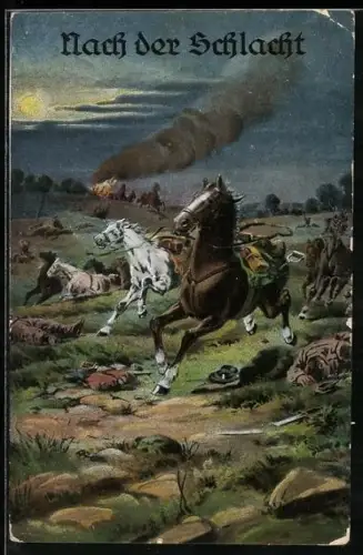 AK Soldaten der Kavallerie nach der Schlacht