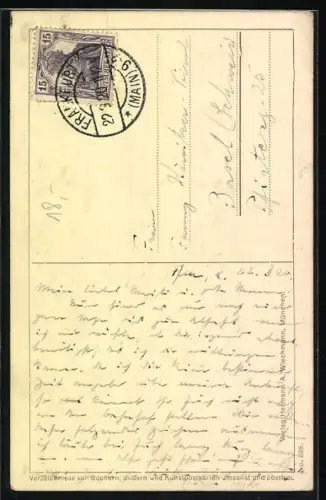 Künstler-AK Ludwig Fahrenkrog: Der Sündenfall, Mädchen beisst in den Apfel