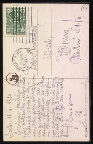 Künstler-AK Schäferhund mit offenem Maul