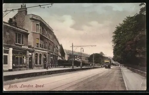 AK Bath, London Road, Strassenbahn