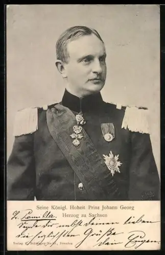 AK Prinz Johann Georg Herzog von Sachsen in Uniform mit Orden