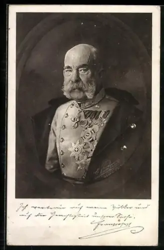 AK Kaiser Franz Josef I. von Österreich mit Mantel und Orden