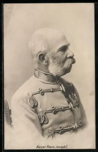 AK Kaiser Franz Josef I. von Österreich im Profil mit Pekesche