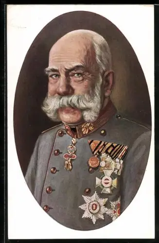 AK Kaiser Franz Josef I. von Österreich mit Orden an der Uniformjacke