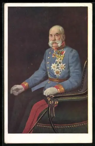 AK Kaiser Franz Josef I. von Österreich sitzend mit Orden