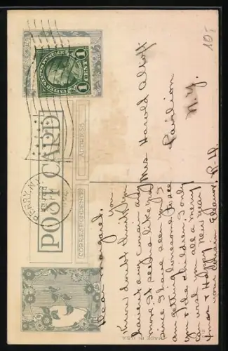 AK Weihnachtsmann ist dabei, in einen Schornstein zu steigen