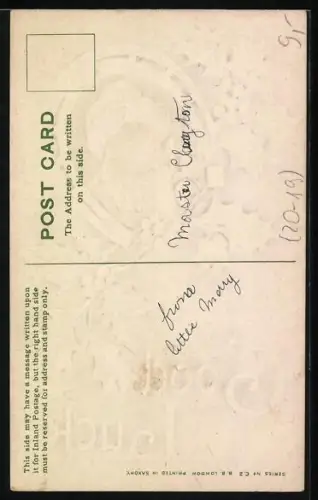 AK Weihnachtsmann mit Spielzeug und Stechpalme