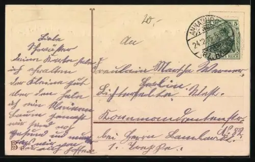 Präge-AK Weihnachtsmann mit Geschenkesack zwishcen Flaggen der Kaiserreiche Deutschland und Österreich