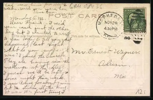 AK Weihnachtsmann und Mistelzweige