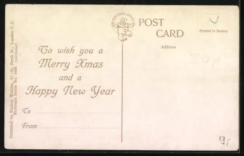 AK Weihnachtsmann beschenkt einen Mann in einem Kinderbett mit einer Frau