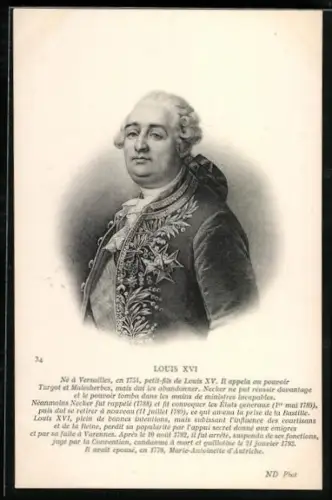 AK Portrait von König Louis XVI.