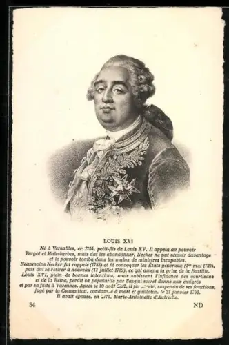 AK Louis XIV. von Frankreich, Portrait und Kurzvita