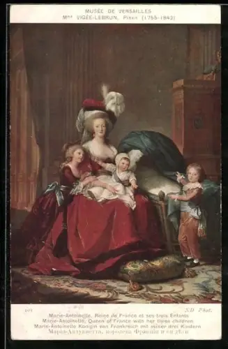 AK Marie-Antoinette et ses trois Enfants, Portrait