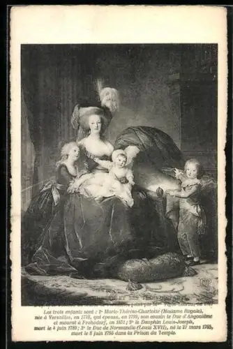 AK Marie-Antoinette et ses trois Enfants