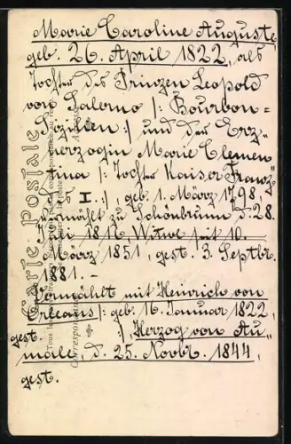 AK Duchesse d`Aumale, Portrait