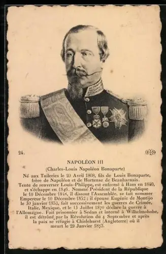 AK Napoleon III de France, Portrait